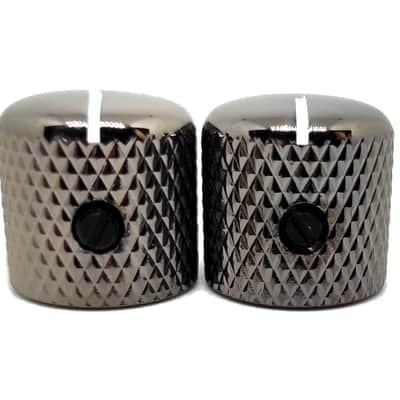 2 Telecaster cosmo black white line Metal Dome Knobs for 1/4 (6,35mm) SolidShaft image 3