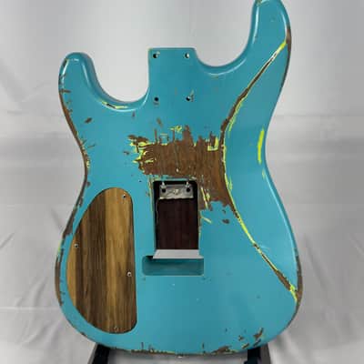 Warmoth Strat Style Electric Guitar Body - Custom Washed Blue image 11