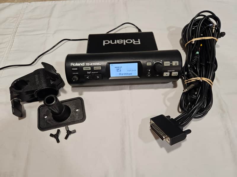 Roland TD-4 V-Drums Drum Module w/ Power Supply Cable Harness Mount & Plate image 1