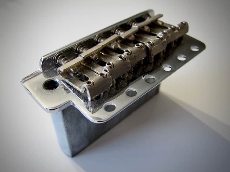Fender Stratocaster Bridge with Claw, Springs & Screws Vintage Reissue Circa 1990s Chrome image 1