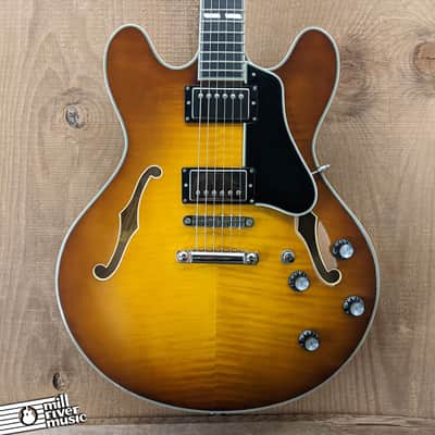 Eastman T486-GB Semi Hollow Thinline Electric Guitar Goldburst Finish image 1