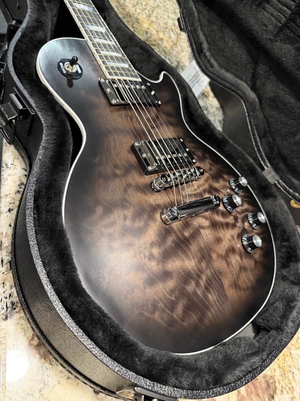 2025 Gibson Mark Morton Signature Les Paul Modern Quilt - Translucent Ebony Burst Satin