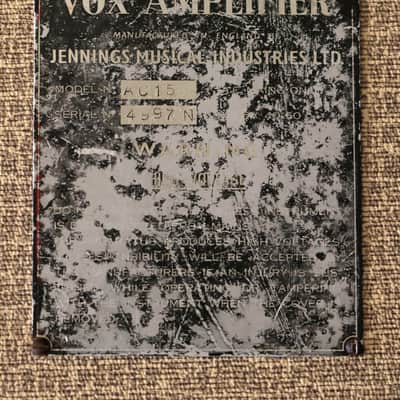 Vox JMI AC15 1963 thin-edge Fawn image 6