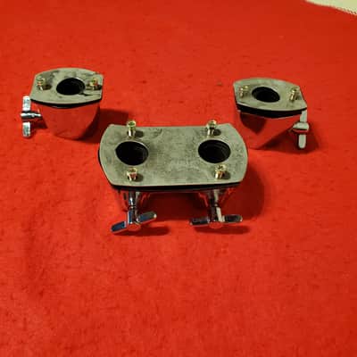 3PC Bass Drum, Tom Drums Mounts Complete W/Hardware - Ultra Clean A+ 1990's. - Chrome & S.S. image 2