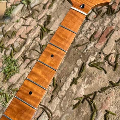 4-string electric bass neck jazz bass stainless steel 21frets Roasted flame Maple guitar neck 34inch hole 18mm Nut 38mm maple fingerboard image 6