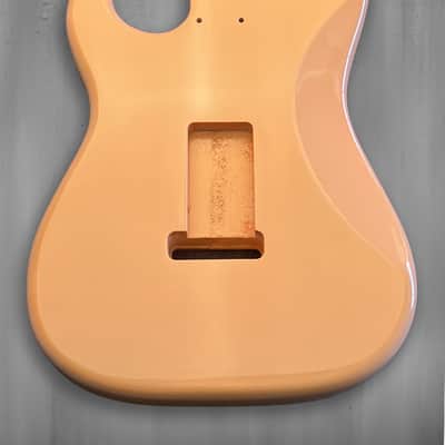 Atlantic Coral XGP Stratocaster Style Laser Engraved Guitar Body with Cherry Wood Veneer Pickguard and Tremolo Cover HSH, HSS, SSS Setups Available image 9
