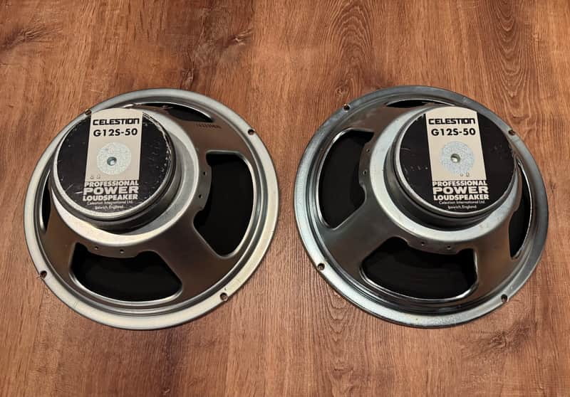 Celestion G12S-50 12" 8 OHM MATCHED PAIR Vintage 1980's guitar speakers Made in the UK image 1
