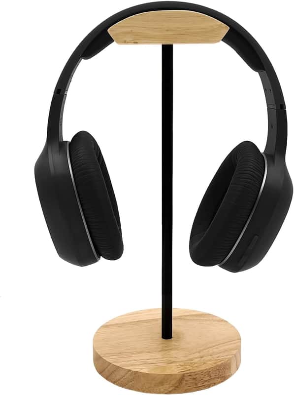 Headphone Stand Nature Wood & Aluminum Headset Hanger Mount Hook Gaming Holder Desktop Earphone image 1