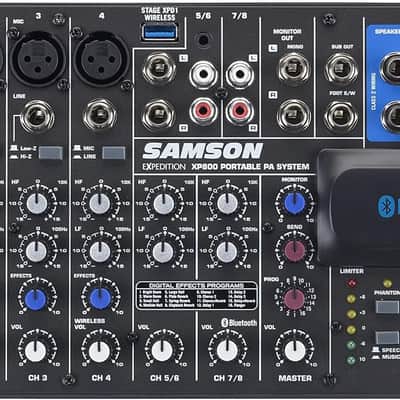 Samson Expedition XP800 All-In-One 800 Watt Portable PA System with 8-Channel Mixer,Black image 3