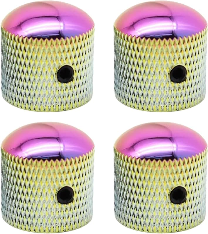 4Pcs Metal Guitar Knobs Rainbow Chameleon Volume Tone Control Knob Dome Knobs with Allen Keys Screws for Fender Telecaster Gibson Les Paul Electric Guitar Bass(Dazzling Color) image 1