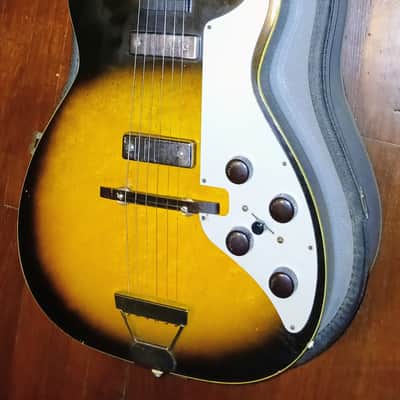 Vintage 1960 Harmony Silvertone STRATOTONE 1421 Guitar with Original Case image 1