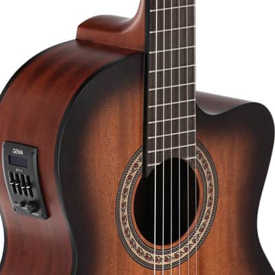 Caballero by MR CA-MM-S Principio Series Stage Solid Mahogany Top Okoume Neck 4/4 Size Flamenco Cutaway 6-String Nylon Classical Acoustic-Electric Guitar image 6