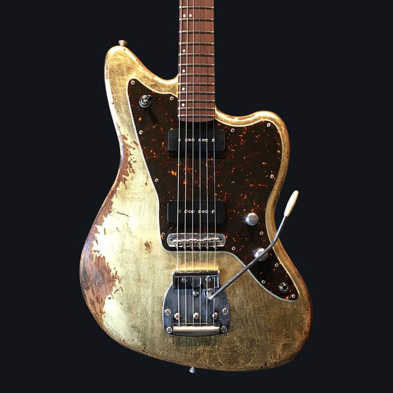 Made to Order - FRANCHIN Neptune guitar Relic Aged METALLIC LEAF (Gold/Silver/Copper) Offset Jazzmaster Style Made in Italy image 1