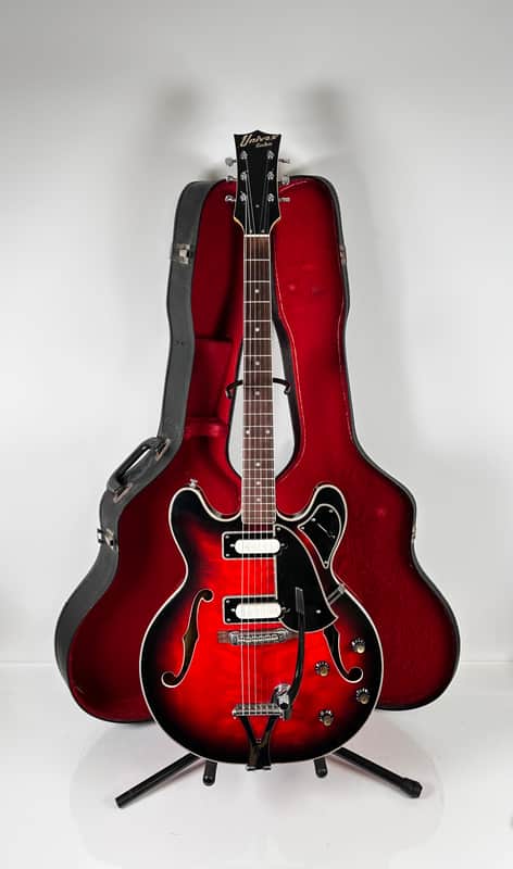 Univox ES-335 Style Red Sunburst 60s-70s w/ Hard Case image 1
