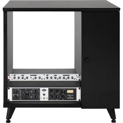 Gator Elite Furniture Series Rolling Rack Sidecar Cabinet in Black Finish with Configurable Rack Space & Shelving image 7