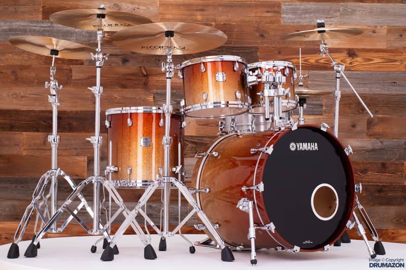 YAMAHA BEECH CUSTOM ABSOLUTE NOUVEAU 4 PIECE DRUM KIT, GOLD SPARKLE FADE (PRE-LOVED) image 1