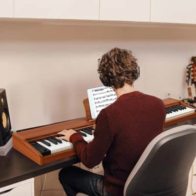 88-Key Semi-Weighted Digital Piano Keyboard | Wooden Cabinet, Bluetooth MIDI, Triple Pedals, Recording – Walnut Finish image 4