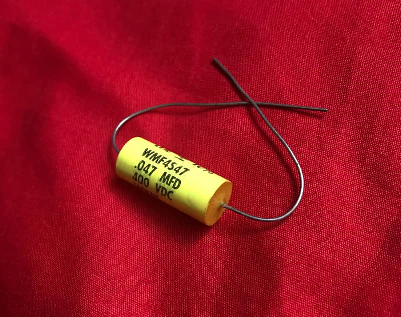 CDE Cornell Dubilier .047 uF 400V 1970s Yellow Polyester Mylar Capacitor image 1