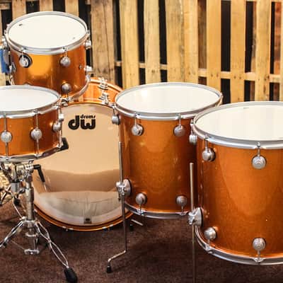 DW Collector's Maple/Spruce Tangerine Sparkle Exotic Drum Set 24/13/16/18/7x14 - SO #1157540 image 7