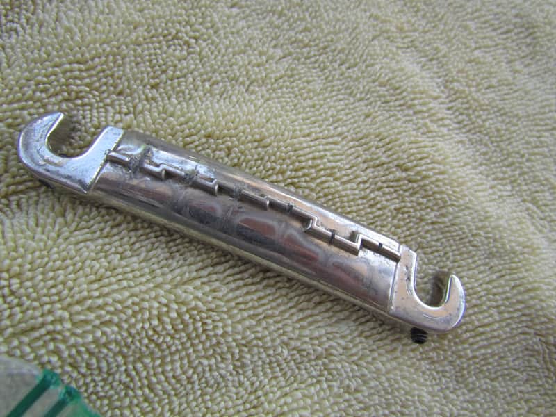 Gibson Lightning Bar Wraparound Compensating Bridge Early 60's Nickel Gibson Compensated Stop Tailpiece Cool Vintage Part image 1
