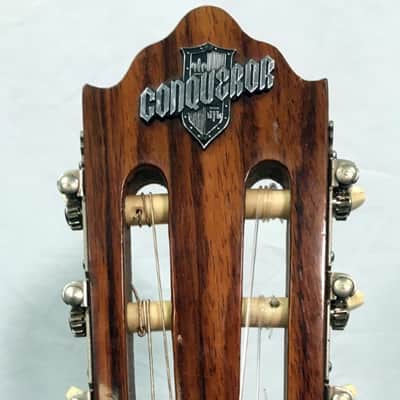 Vintage 1960's Japan "Conqueror" Headstock Badge/Emblem/Logo 1960's Silver/Black DISTRESSED/DAMAGED image 7