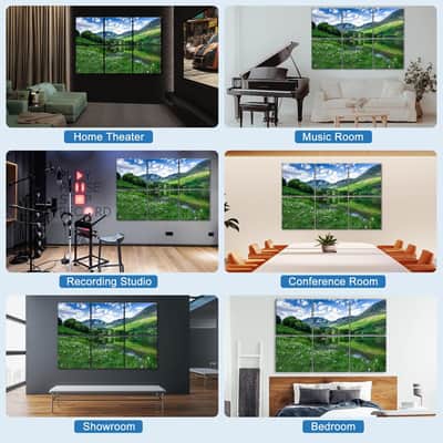 Decorative Acoustic Panels 6 Pack, 72"X48" Large Sound Absorbing Wall Art Panels, Self-Adhesive Sound Proof Foam Panels For Bedroom, Home Theater, Studio, Office - Green Landscape image 4