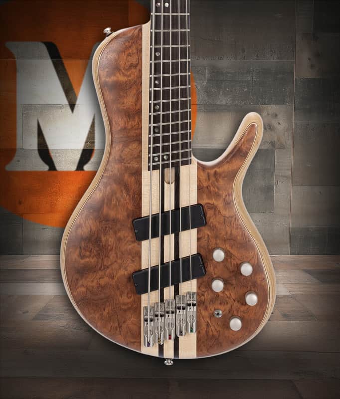 Cort Artisan Series A5 Beyond 5 String Bass Guitar - Open Pore Bubinga Natural image 1