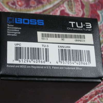 used condition Boss EMPTY BOX for TU-3 Chromatic Tuner (NO pedal / NO paperwork) specifically from 2015 (but can be home for other year TU-3 pedal) - Black Box with blue & white graphic image 6