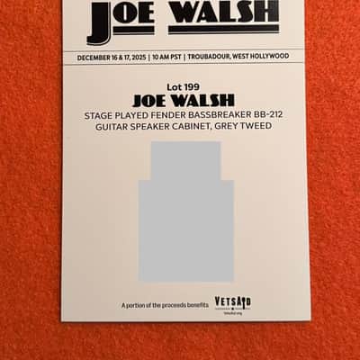 Joe Walsh Stage Played Fender Bass breaker BB-212 Enclosure 140-Watt 2x12" Guitar Speaker Cabinet Gray Tweed image 5