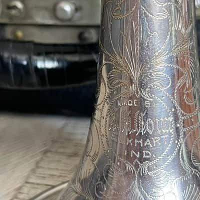 1912 C.G. Conn “Wonder” Cornet – Silver Plate – Engraved Bell – Plays Well – Elkhart, Ind. image 14
