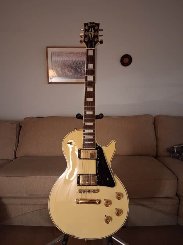 Burny Burny Randy Rhodes Les Paul Custom Mid 1980's - Aged white image 1