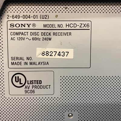 Sony HCD-ZX6 Stereo 540W 5 Disc Changer MP3 Music System - For Parts or Repair image 5