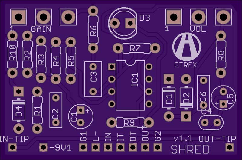 SHRED PCB - Build your own 250 style overdrive/distortion pedal! image 1