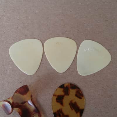 Lot of Five Vintage 1960's/1970's Japan Guitar Picks! Three National Picks! Original Case Candy! image 2