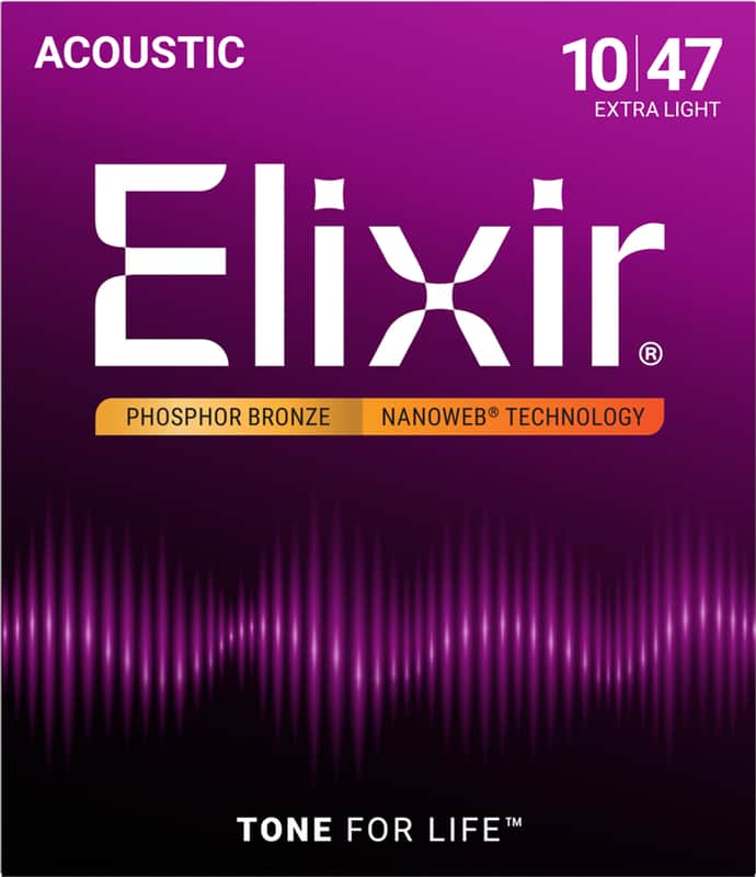 Elixir 16002 Phosphor Bronze Acoustic Guitar Strings with NANOWEB. Extra Light 10-47 image 1