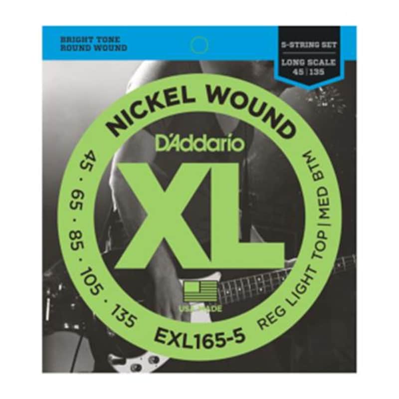 D'Addario EXL165 5-String Nickel Wound Bass Guitar Strings, Custom Light, 45-135, Long Scale image 1