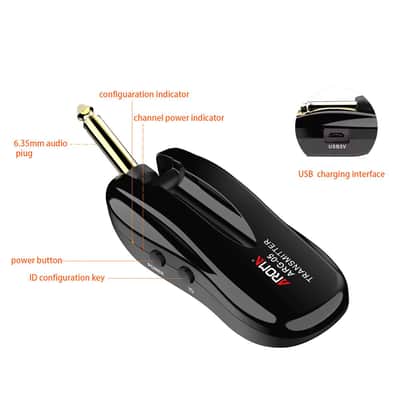 Aroma 5.8G Guitar Wireless System Transmitter Receiver Built-in Rechargeable Battery,price include the import duty for US buyer image 5