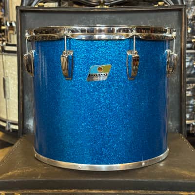VINTAGE 1970's Ludwig 12x14" Blue & Olive Badge Concert Tom in Blue Sparkle image 1