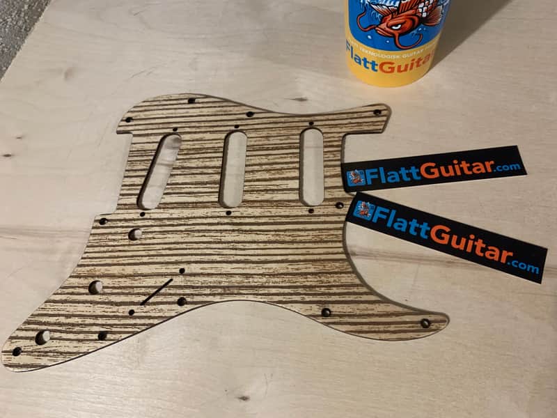 US made zebrawood pattern laser engraved wood pickguard for Stratocaster image 1