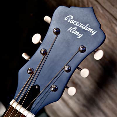 Recording King RPH-R2 Dirty 30s Single 0 Resonator - A/E - Matte Blue w/ Gig Bag image 15