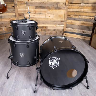 SJC Drums PFK322FBGGW Pathfinder 3pc Kit (8x12,14x16,18x22) - Galaxy Grey, Black HW image 2