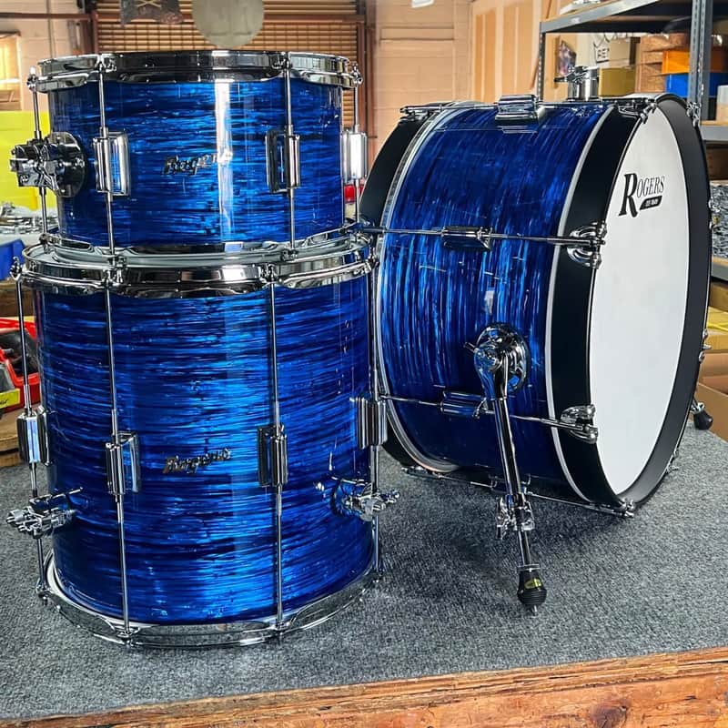 ~WOW!~ Rogers Tower Series 3-Piece 12/14/20 Drum Kit Set in Cobalt Blue Ripple image 1