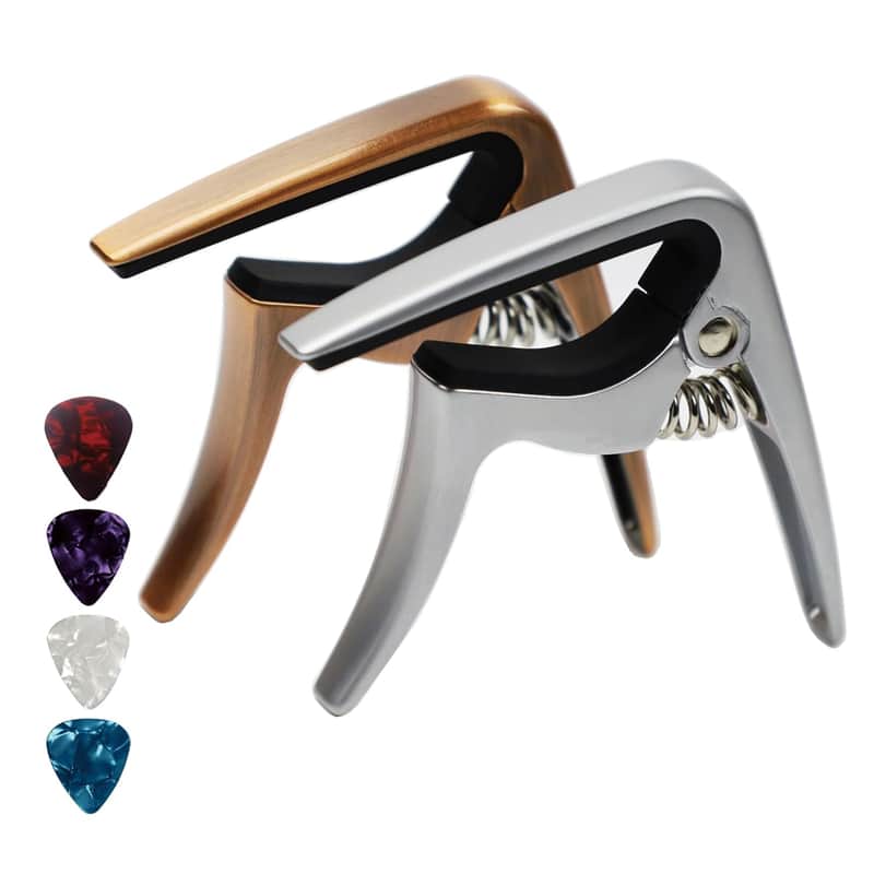 Ukulele Capo, 2 Pack Capos For Ukulele Soprano, Concert, Tenor, Baritone Ukulili Accessories (Silver + Copper) image 1