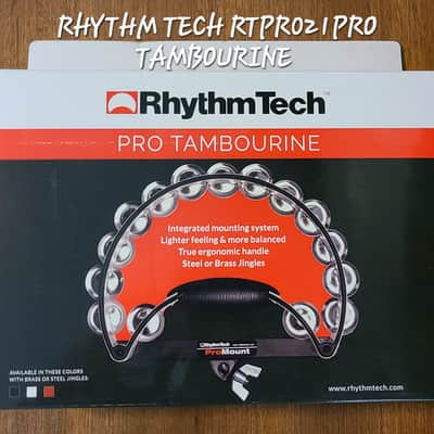 RhythmTech RTPRO1 Pro Series Tambourine brass Jingles White/black Drum mount included image 8