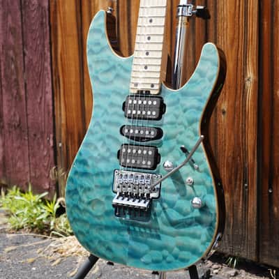 Schecter Japan PROTOTYPE EX-V-24 LTM/FRT M/M BKCH / 3AG - AQUA 6-String w/ Molded Case image 6