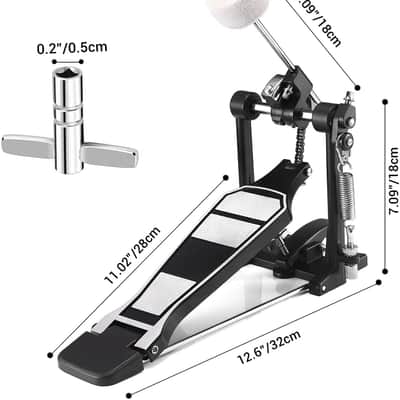 Alloy Bass Drum Pedal, Single Bass Drum Pedal Come with Classic Felt Beater Stick & Drum Key for Drum Set Instrument, Single-Chain Bass Drum Pedal for Beginner & Pro Drummers image 4