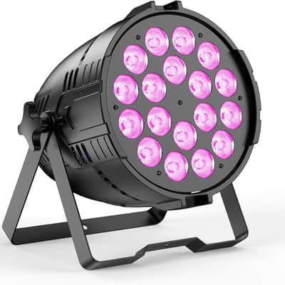 200W Stage Lights, RGBWAL 6IN1 Par Lights, Professional 18 LED DMX512 Sound-Activated Controlled LED Par Can, 6/10CH Uplights for Theater Studio Concert Stage DJ Party image 1
