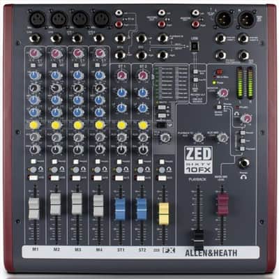 Allen & Heath ZED60-10FX 10 Channel Analog Mixer with FX, 60mm Faders image 1