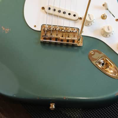 2021 Fender Custom Shop 1956 Reissue Stratocaster Electric Guitar Relic Sherwood Green Metallic + COA OHSC image 5