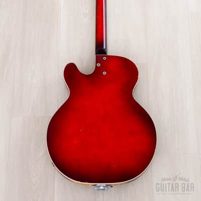 1965 Silvertone 1454 Vintage Hollowbody Electric Guitar, Harmony USA w/ DeArmond Gold Foils, Case image 3